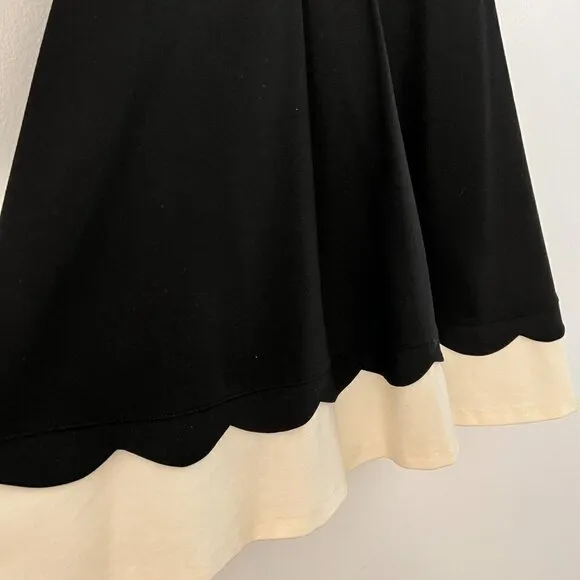 Aqua Scallop Color-Block Dress - Black &amp; White - Size Medium 🖤