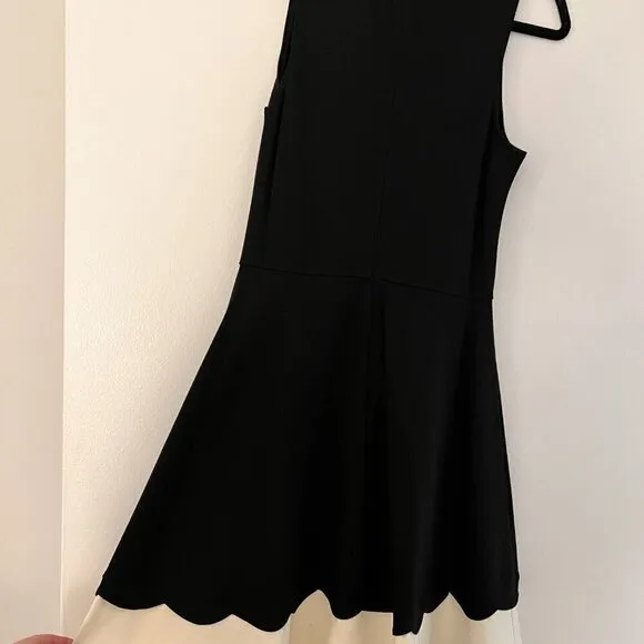 Aqua Scallop Color-Block Dress - Black &amp; White - Size Medium 🖤