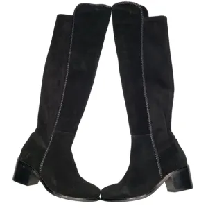 AquaDiva | Black Genuine Suede Leather Waterproof Over the Knee Boots Women 6.5