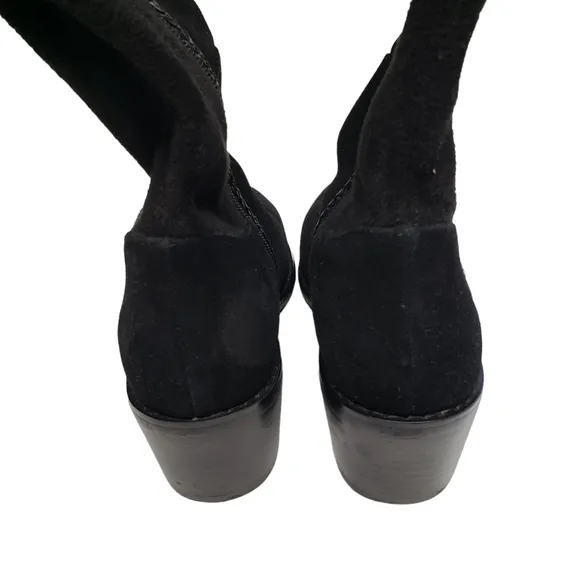 AquaDiva | Black Genuine Suede Leather Waterproof Over the Knee Boots Women 6.5