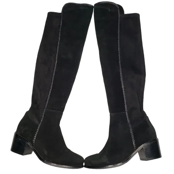 AquaDiva | Black Genuine Suede Leather Waterproof Over the Knee Boots Women 6.5