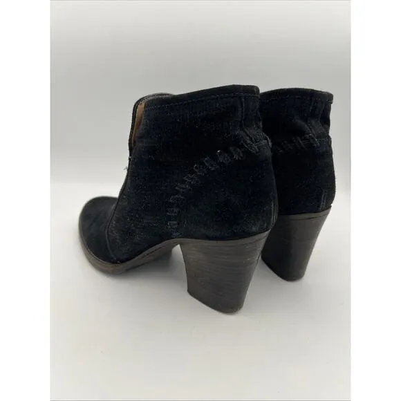 Aquatalia Black Suede Ankle Boots Zipper Block Heel 6.5