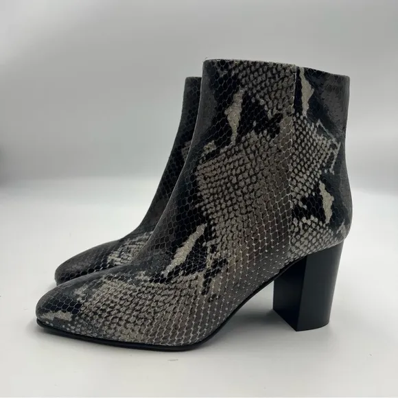 Aquatalia Florita Leather Block Heel Snake Print Boots