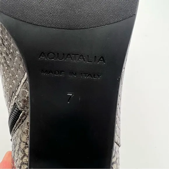 Aquatalia Florita Leather Block Heel Snake Print Boots