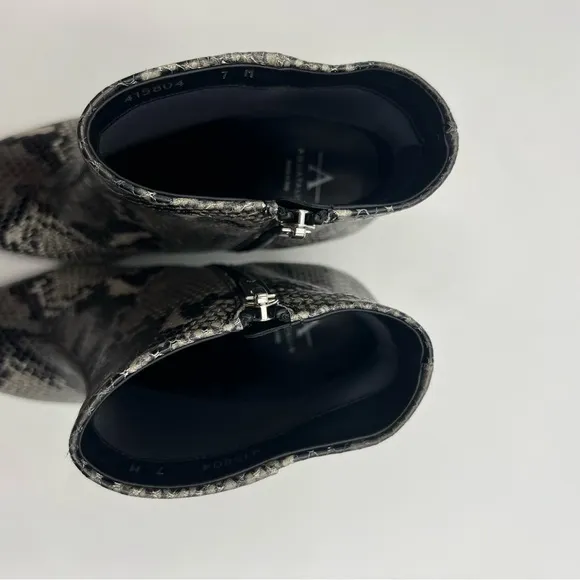 Aquatalia Florita Leather Block Heel Snake Print Boots