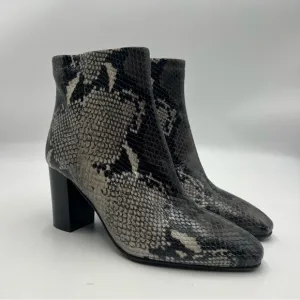 Aquatalia Florita Leather Block Heel Snake Print Boots