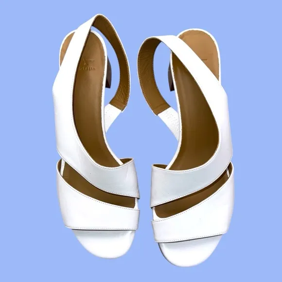 Aquatalia Slingback Stacked Heel Sandals - Women’s 10M White