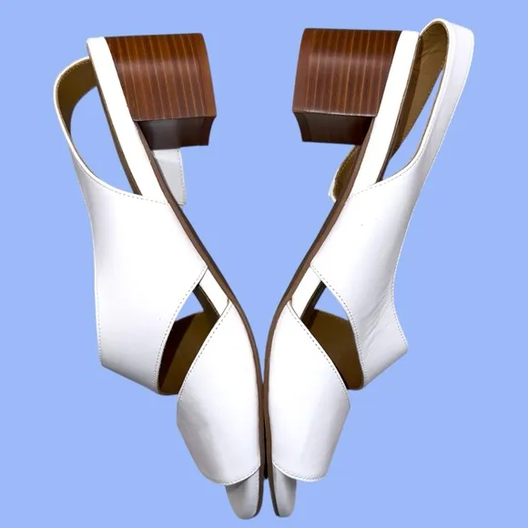 Aquatalia Slingback Stacked Heel Sandals - Women’s 10M White
