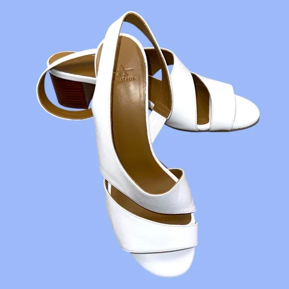Aquatalia Slingback Stacked Heel Sandals - Women’s 10M White
