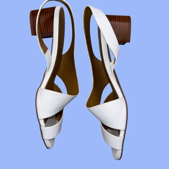Aquatalia Slingback Stacked Heel Sandals - Women’s 10M White