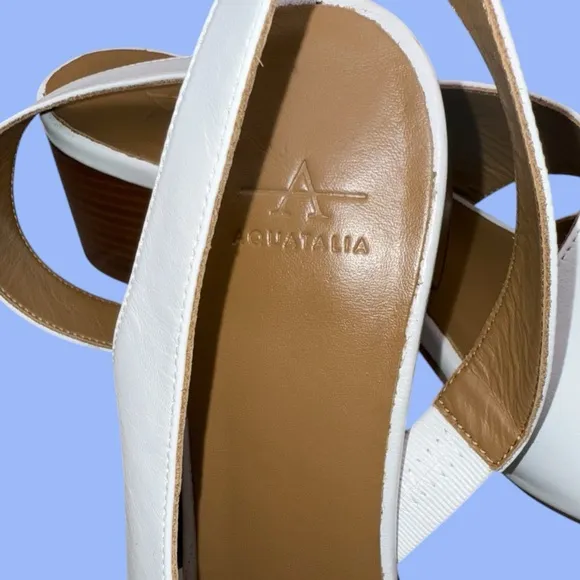 Aquatalia Slingback Stacked Heel Sandals - Women’s 10M White