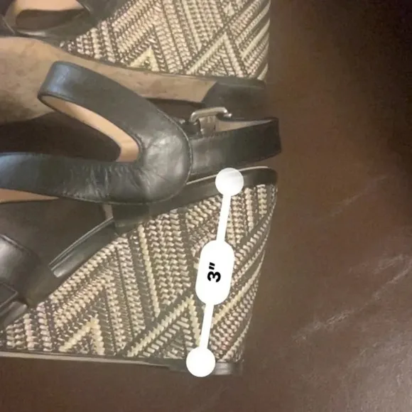 Aquatalia Woman's Black Leather Dyecut Wedge Sandals