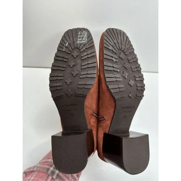 Aquatalia Boots Womens Size 8 Block Heel Ginger Suede Ankle Booties Leather