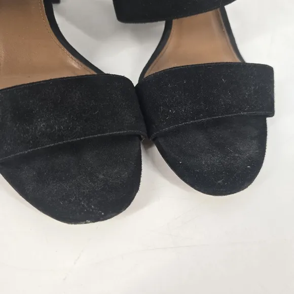 Aquazzura Black Ankle Strap Block Heel Suede Sandals Size 39