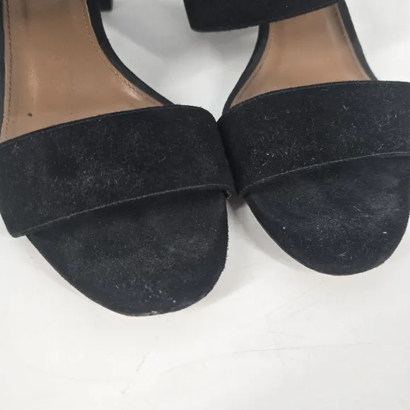 Aquazzura Black Ankle Strap Block Heel Suede Sandals Size 39