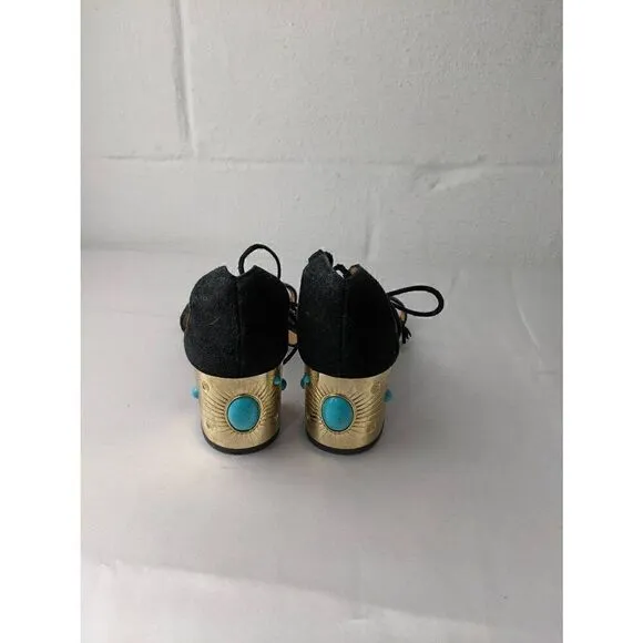 Aquazzura Black Jewel Embellished Cleopatra Block Heel Sandals size 39 EU 9 US M