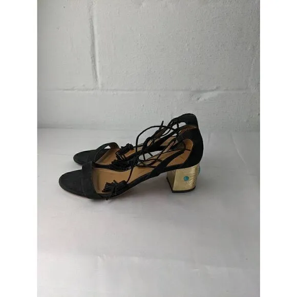 Aquazzura Black Jewel Embellished Cleopatra Block Heel Sandals size 39 EU 9 US M