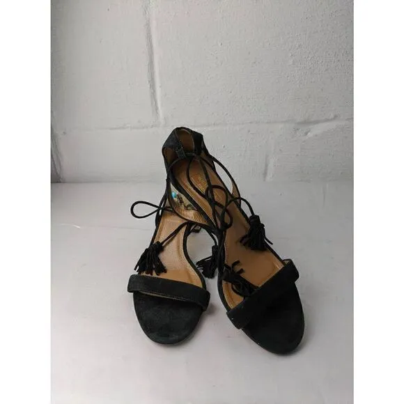 Aquazzura Black Jewel Embellished Cleopatra Block Heel Sandals size 39 EU 9 US M