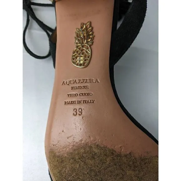Aquazzura Black Jewel Embellished Cleopatra Block Heel Sandals size 39 EU 9 US M