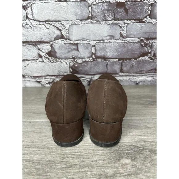 ARCHE Brown Nubuck Brown Leather Slip On Wedge Pumps Shoes Women Sz 40EU/9.5M US
