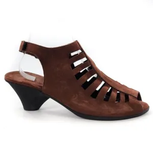 ARCHE Enexor Caged Brown Nubuck Peep Toe Wedge Heel Slingback Sandals