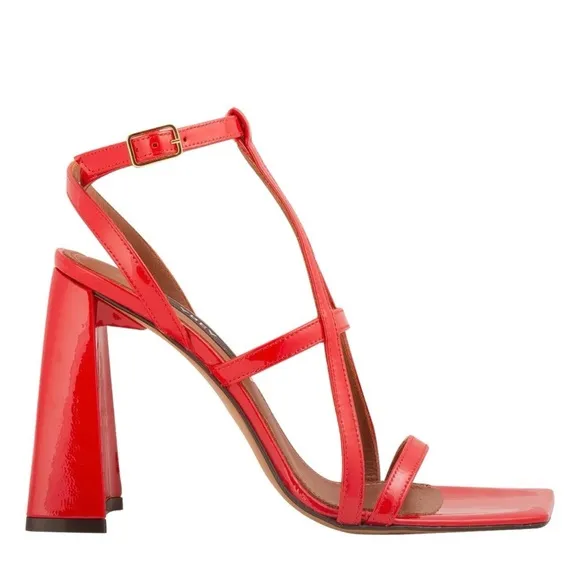 AREA NYC. AUTHENTIC. RED HIGH HEEL &quot;A&quot; SANDALS. RETAIL PRICE $630 USD.