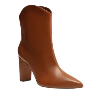 Arezzo Women's Ellie High Block Leather Boots Brown Size 6 1/2