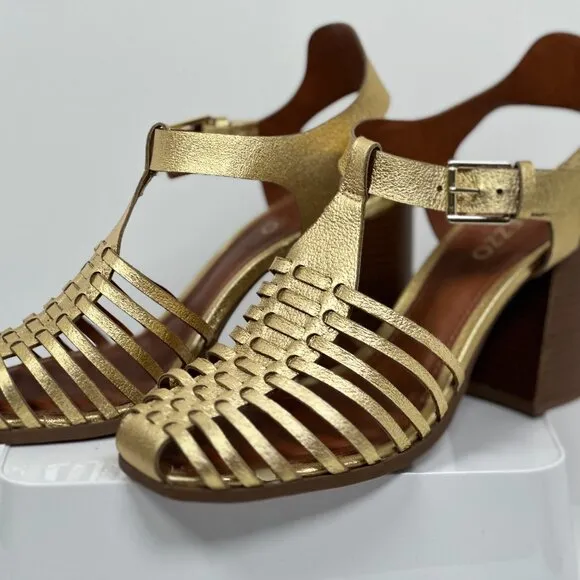 Arezzo Women's High Block Heel Sandals - Gold Bronze Limited Edition, Size 6
