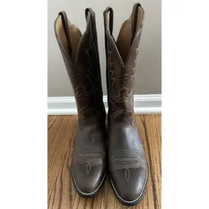 Ariat Women’s 8 Cowboy Boots Brown Western Embroidered Mid Calf Block Heel NWOB