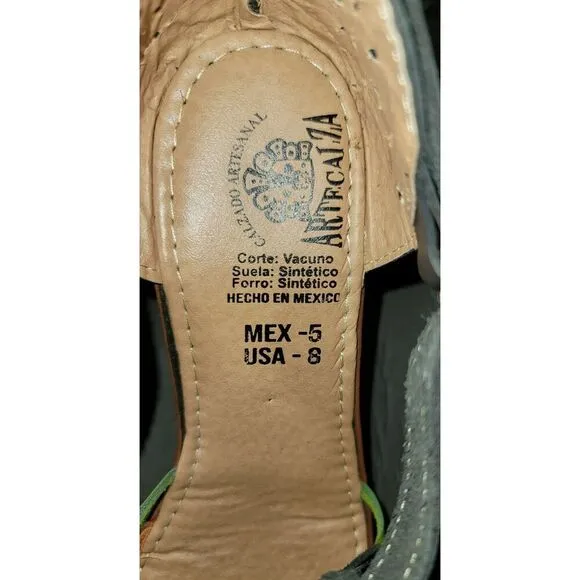 Artecalza Traditional Mexican Leather Heels - Size 8
