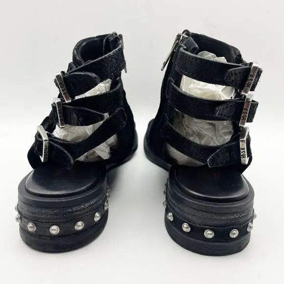 A.S. 98 Womens Gage Heeled Sandals EU 39 US 8.5-9M Black Leather NIB