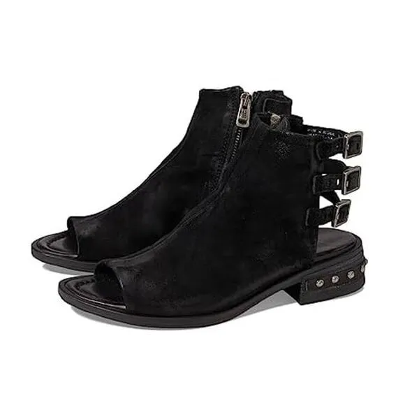 A.S. 98 Womens Gage Heeled Sandals EU 39 US 8.5-9M Black Leather NIB
