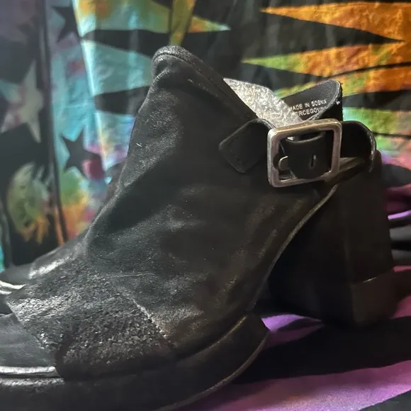 A.S.98 Malvin Size39 Women's Black brushed Suede Block Heel Sandals