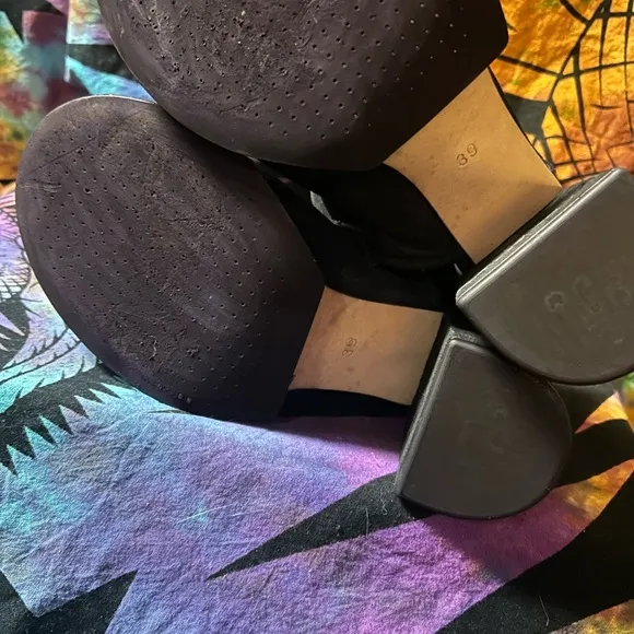 A.S.98 Malvin Size39 Women's Black brushed Suede Block Heel Sandals