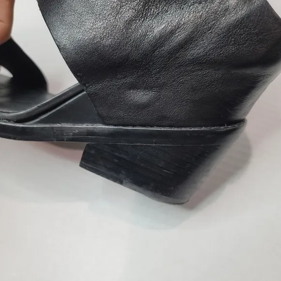 ASH Rider Wedge Black Leather Sandals Size 39