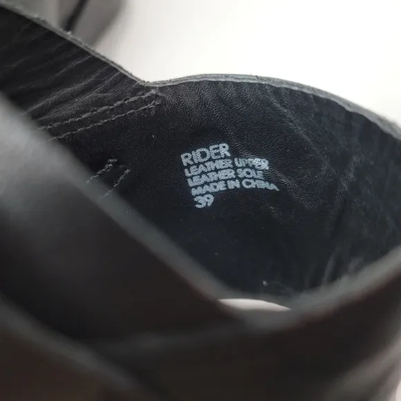 ASH Rider Wedge Black Leather Sandals Size 39