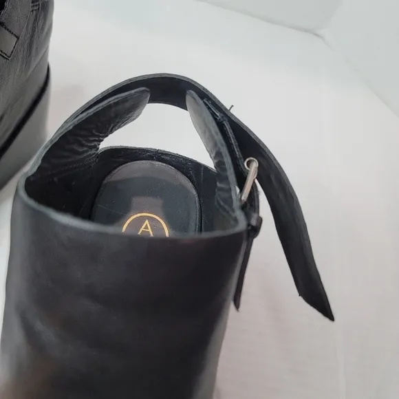 ASH Rider Wedge Black Leather Sandals Size 39