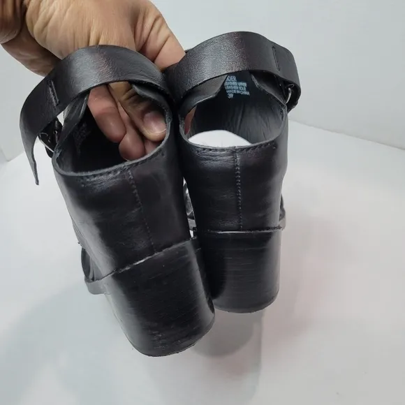 ASH Rider Wedge Black Leather Sandals Size 39