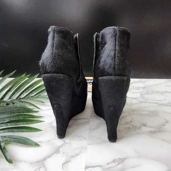Ashish Topshop Black Pony Hair Wedge Shoes