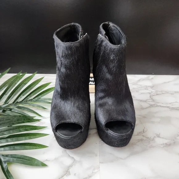 Ashish Topshop Black Pony Hair Wedge Shoes