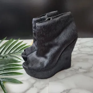 Ashish Topshop Black Pony Hair Wedge Shoes