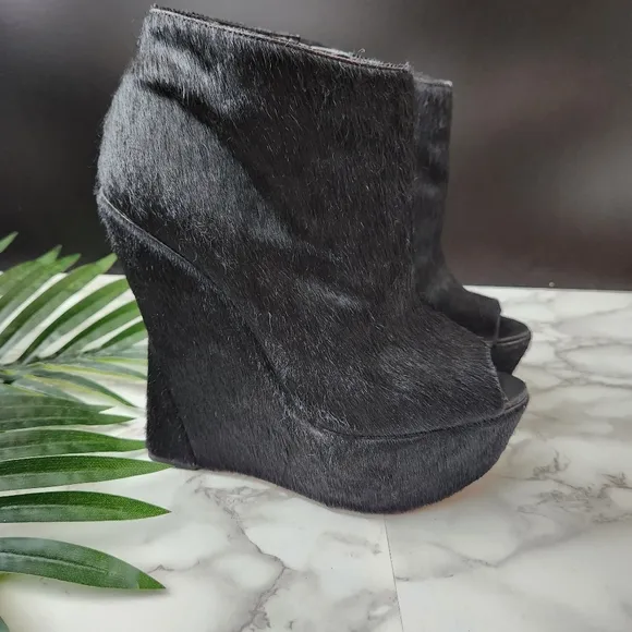 Ashish Topshop Black Pony Hair Wedge Shoes