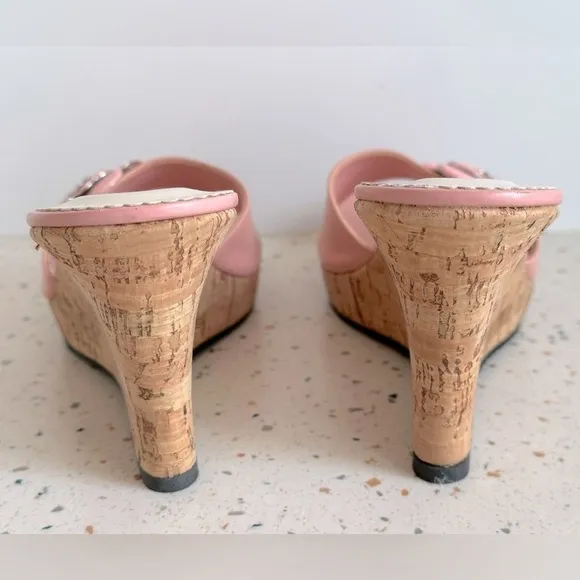 Athena Alexander Pink Flower Wedge‎ Sandals