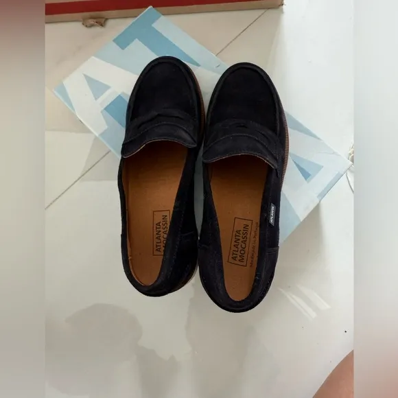 Atlanta mocassin suede navy loafers