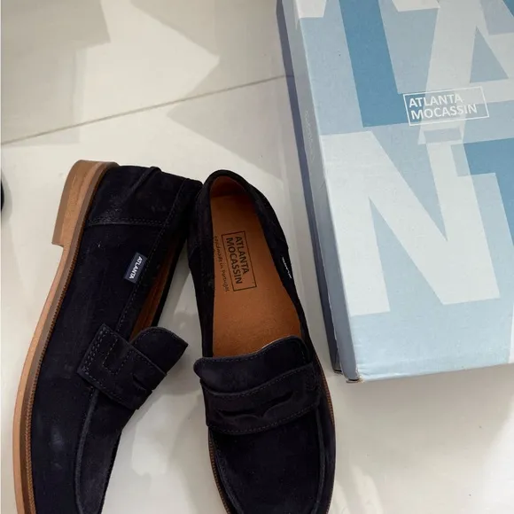Atlanta mocassin suede navy loafers