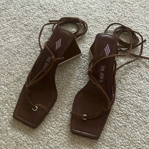 Attico Mona Brown Suede Block Heel - Size 37.5