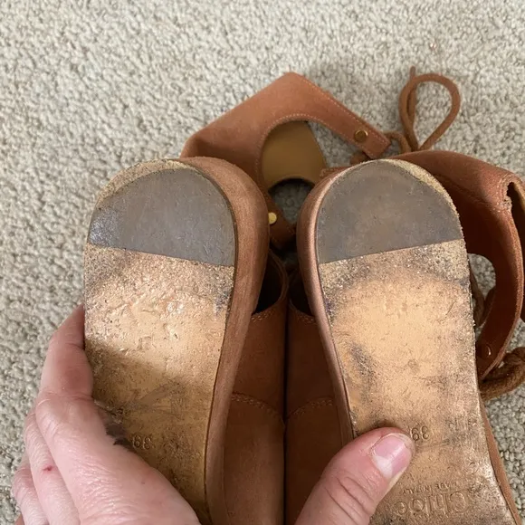 Authentic Chloe Ghillie wedge caged lace up suede sandals