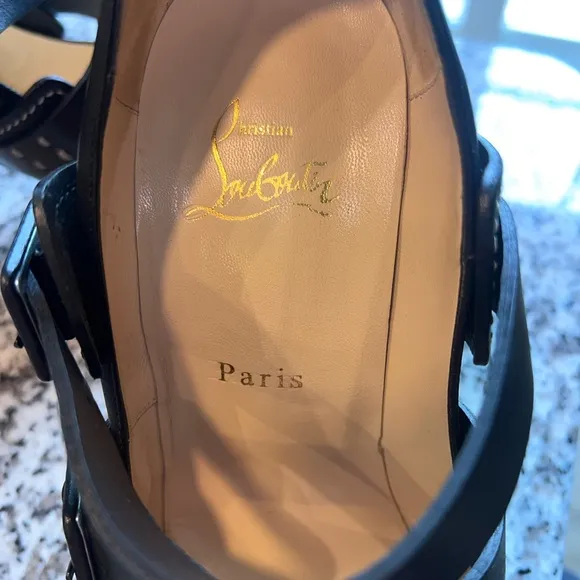 AUTHENTIC Christian Louboutin Black Peep-Toe Heels. Size 38.5