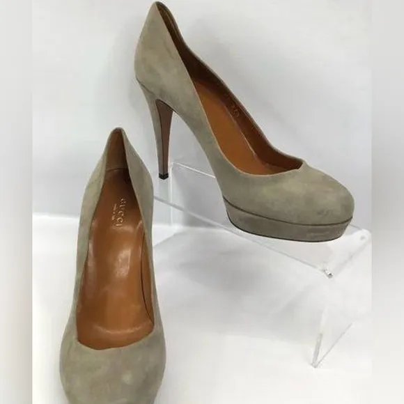 Authentic Gucci Betty Fawn Suede Platform Heels wGucci Duster Bag,Box&amp;Shopper