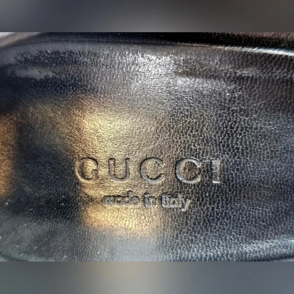 Authentic GUCCI Black Leather Horsebit Open Toe Platform Heels Sz: 39.5 US9.5